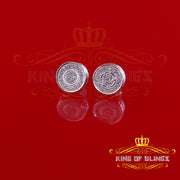 King Of Bling's 0.10ct Diamond 925 Sterling Silver White For Men's / Women's Round Style Earring KING OF BLINGS
