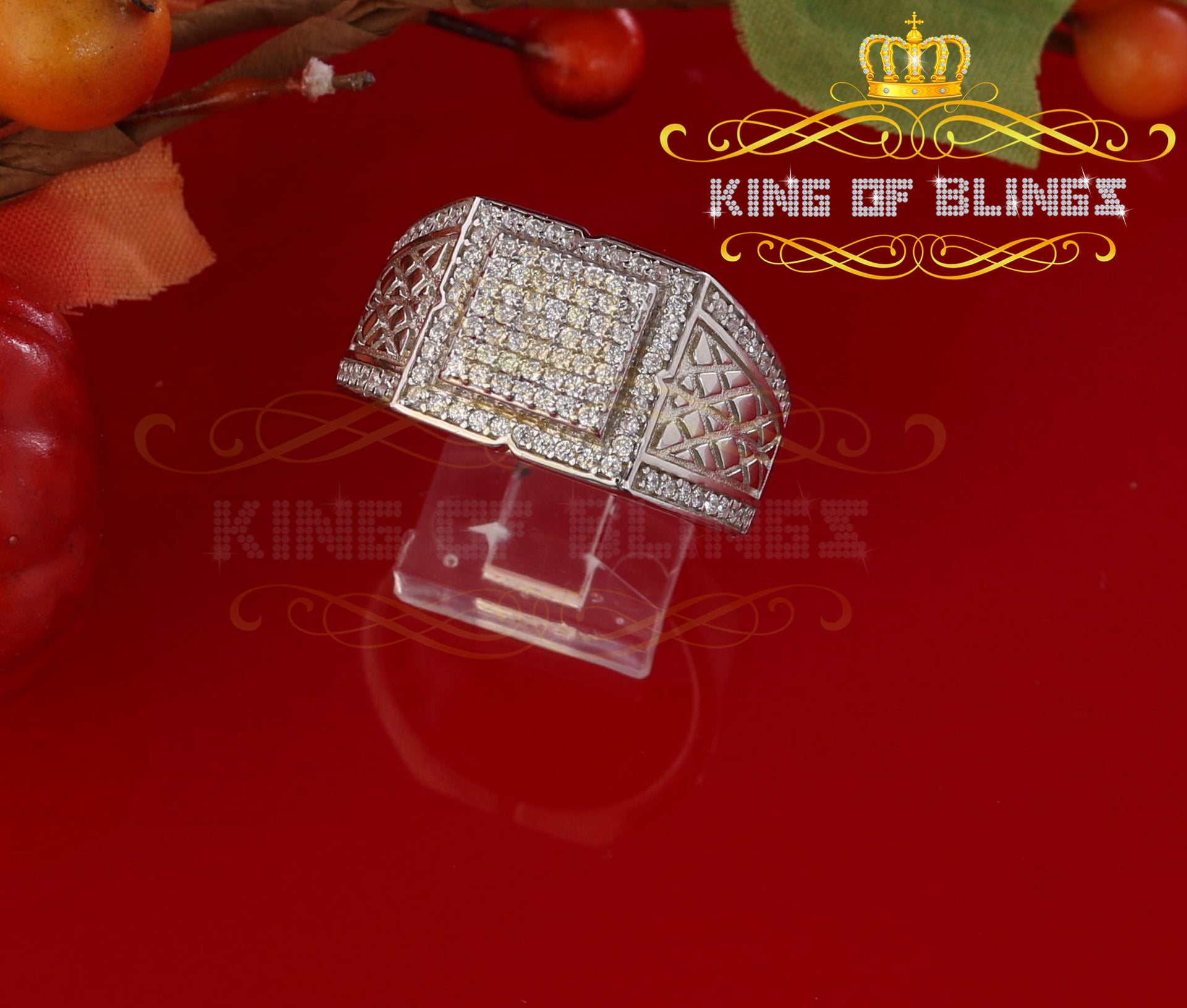 Sterling Silver White 1.25ct Cubic Zirconia Wide Square Cocktail Men's Ring SZ10 KING OF BLINGS