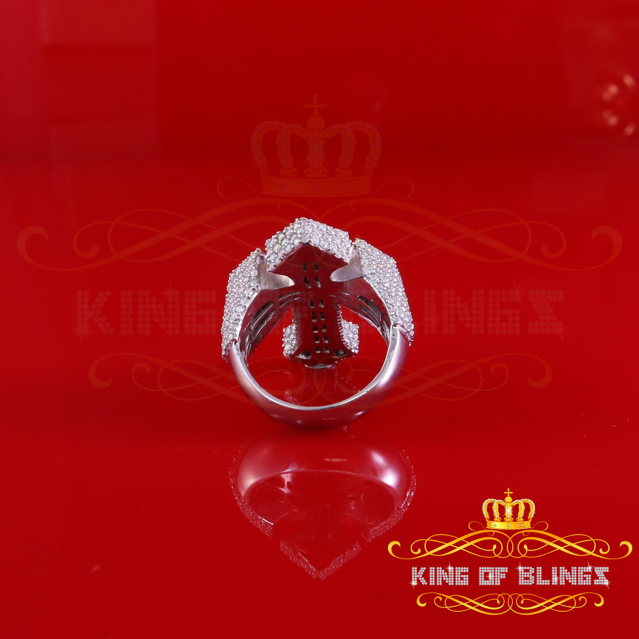 King of Bling's New Men's 925 Sterling Silver 5.50ct VVS D Moissanite White Cross Rings Size 10 King of Blings