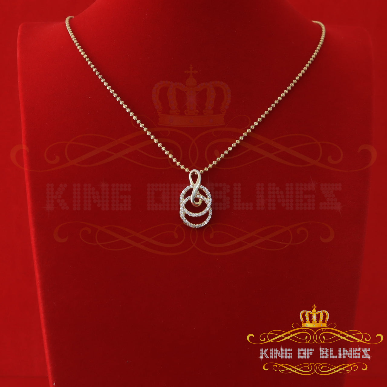 King Of Bling's Fashion Sterling Silver 925 Charm Necklance Yellow Pendant 1.44ct Cubic Zirconia