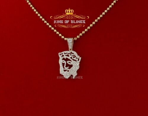 King Of Bling's King of Bling Jesus Face Sterling White Silver Pendant 0.90ct Cubic Zirconia KING OF BLINGS