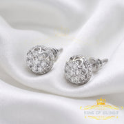 King of Bling's 1.14ct Cubic Zirconia 925 White Silver Women's & Men's Hip Hop Flower Earrings KING OF BLINGS