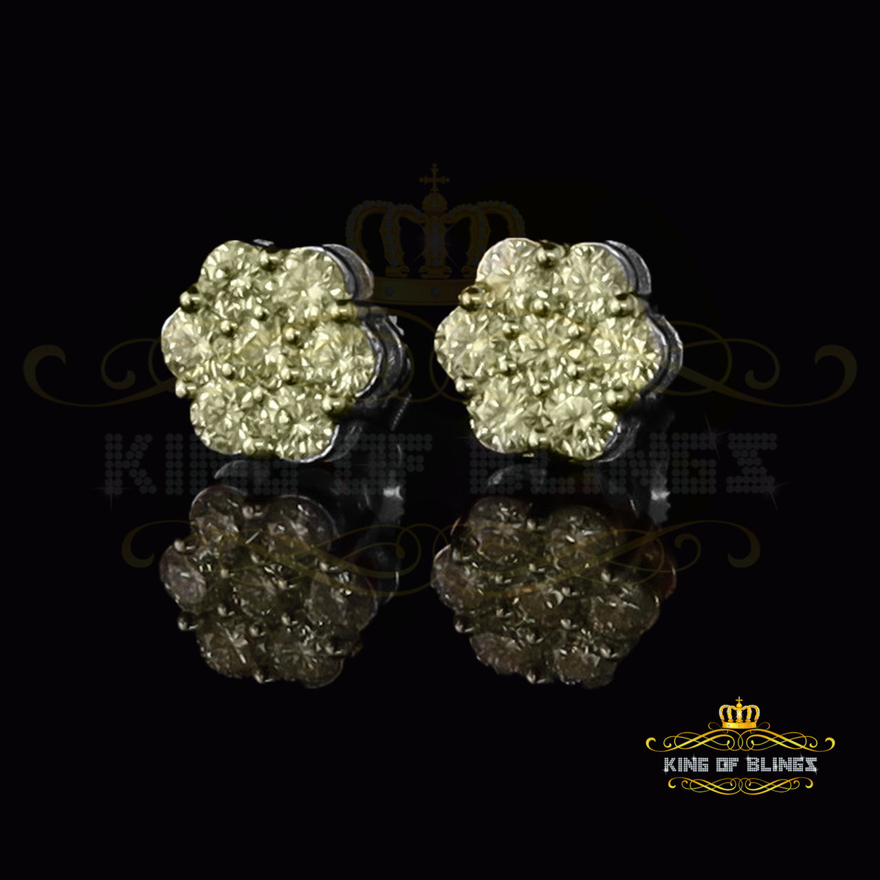 King of Blings- 4.12ct Cubic Zirconia 925 White Sterling Silver Women's Hip Hop Flower Earring KING OF BLINGS