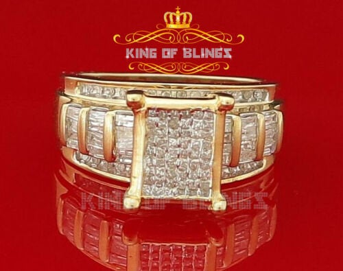 King Of Bling's Real Diamond 0.75 CT Sterling Silver Womens Yellow Rings Size 6.50 Square Shape KING OF BLINGS