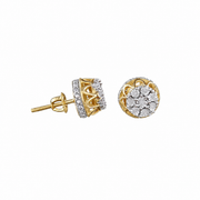 King Of Bling's 0.05ct Diamond Stud Earrings For Women Yellow 925 Sterling Silver Stud For Men KING OF BLINGS