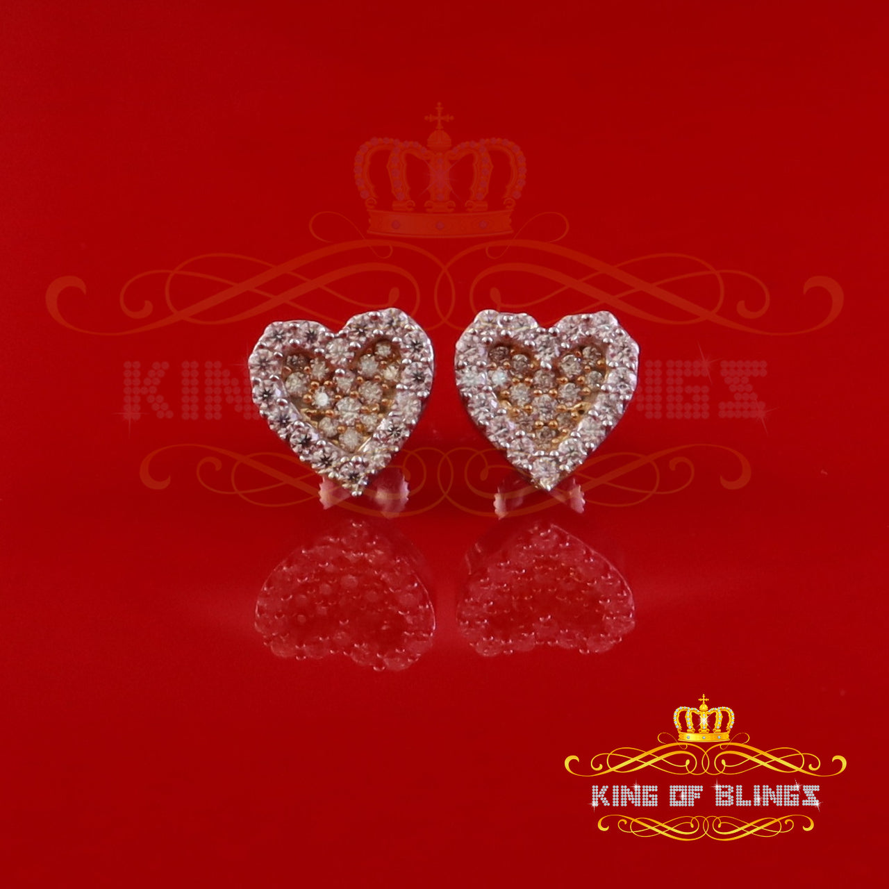 King  of Bling's 925 Yellow Silver 0.66ct VVS 'D' Moissanite Heart Stud Earring Men's/Womens King of Blings