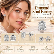 King Of Bling's 925 Sterling Silver 0.10ct Small Diamond For Women's & Men's White Stud Earring KING OF BLINGS