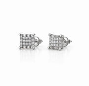 King Of Bling's 0.10ct Diamond Aretes Para Hombre 925 Silver Women & Men White Square Earring KING OF BLINGS