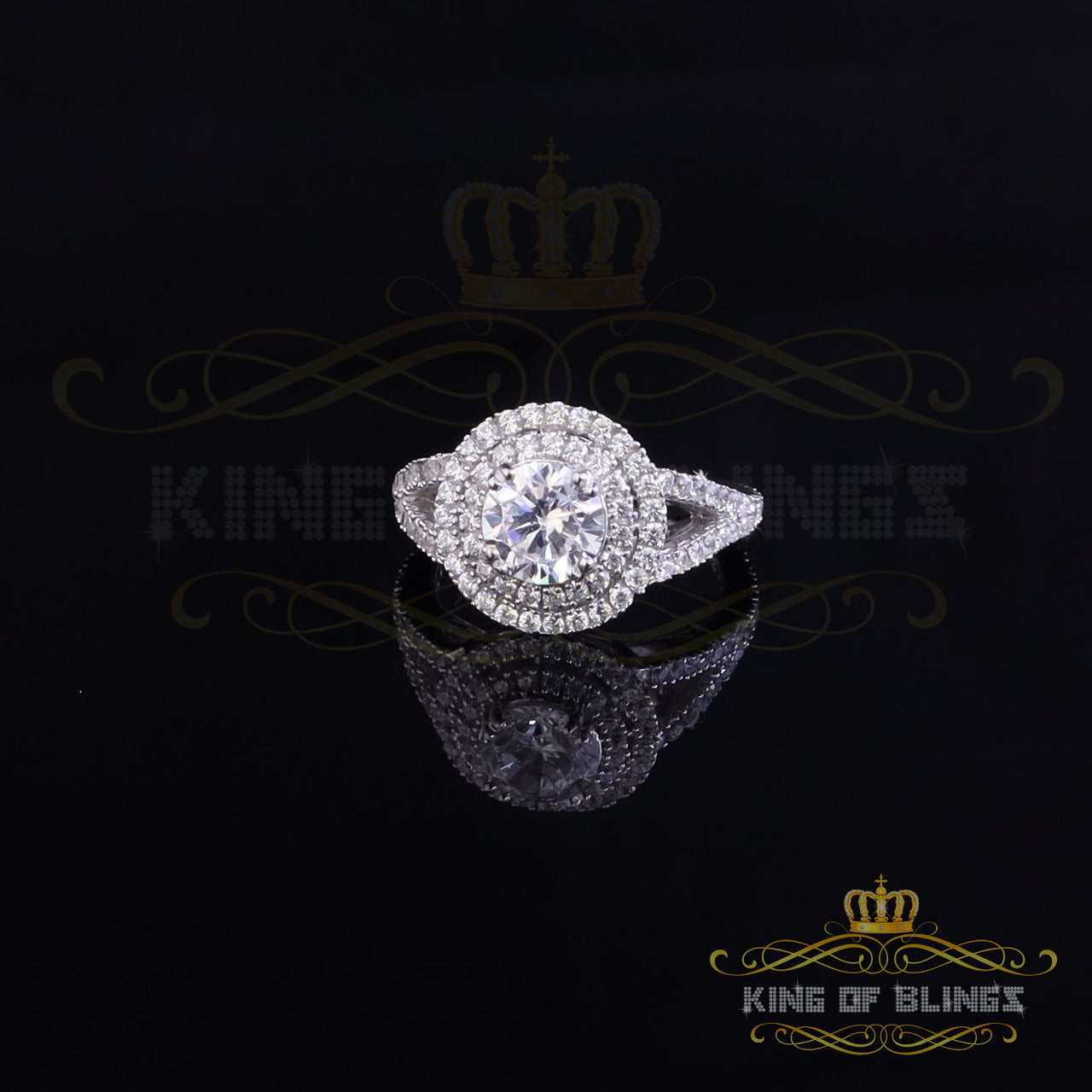 King Of Bling's3.34ct Cubic Zirconia Sterling White Silver Round Wedding Womens Ring Size 7