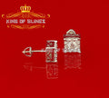 King of Blings- Hip Hop 925 White Silver 1.68ct Cubic Zirconia Women's / Men's Square Earrings KING OF BLINGS