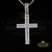 Yellow 925 Sterling Silver Baguette Cross Pendant with 3.22ct Cubic Zirconia KING OF BLINGS