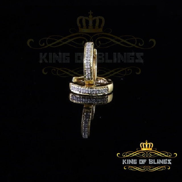 0.07ct Diamond 925 Sterling Silver Yellow Hoop Stud Earrings For Men's / Women's