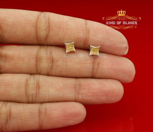 King Of Bling's 0.05ct Diamond 925 Sterling Silver White Stud Women's/ Men's Kite Shape Earrings KING OF BLINGS