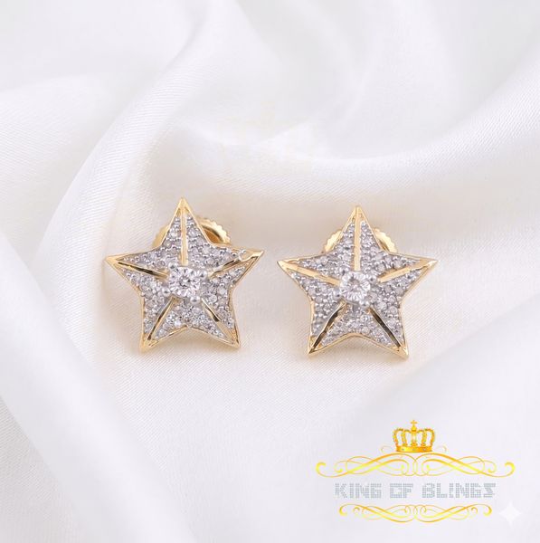 King of Blings-925 Sterling Silver Yellow 0.25ct Diamond For Women's / Men's Stud Star Earrings