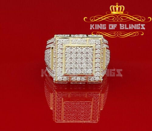 King Of Bling's 925 Yellow Silver 6.25ct Cubic Zirconia Men's Adjustable Ring SZ From 9 to 11 KING OF BLINGS