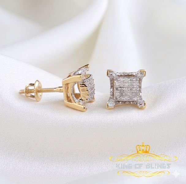 King of Blings-Yellow 925 Sterling Silver Hip Hop 0.15ct Diamond Men's & Women's Square Earring