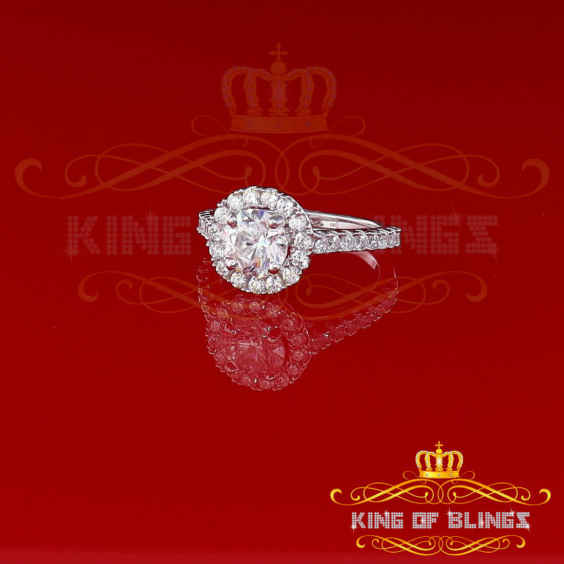 King Of Bling's925 Sterling White Silver Flower 7 stone -Shaped 4.20ct CZ Womens Ring Size 7
