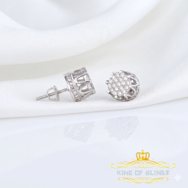 King of Bling's 925 White Sterling Silver 0.58ct Cubic Zirconia Women's Hip Hop Flower Earrings
