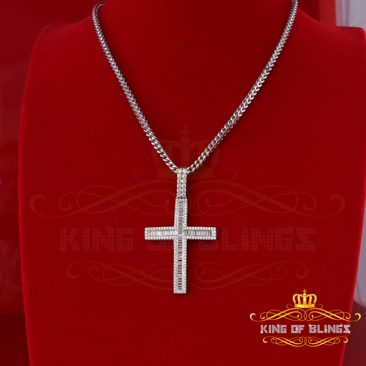 King Of Bling's Attractive 925 Sterling Silver Bug CROSS Pendant White 4.52ct Cubic Zirconia