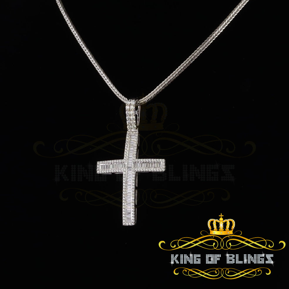 King Of Bling's Attractive 925 Sterling Silver Bug CROSS Pendant White 4.52ct Cubic Zirconia
