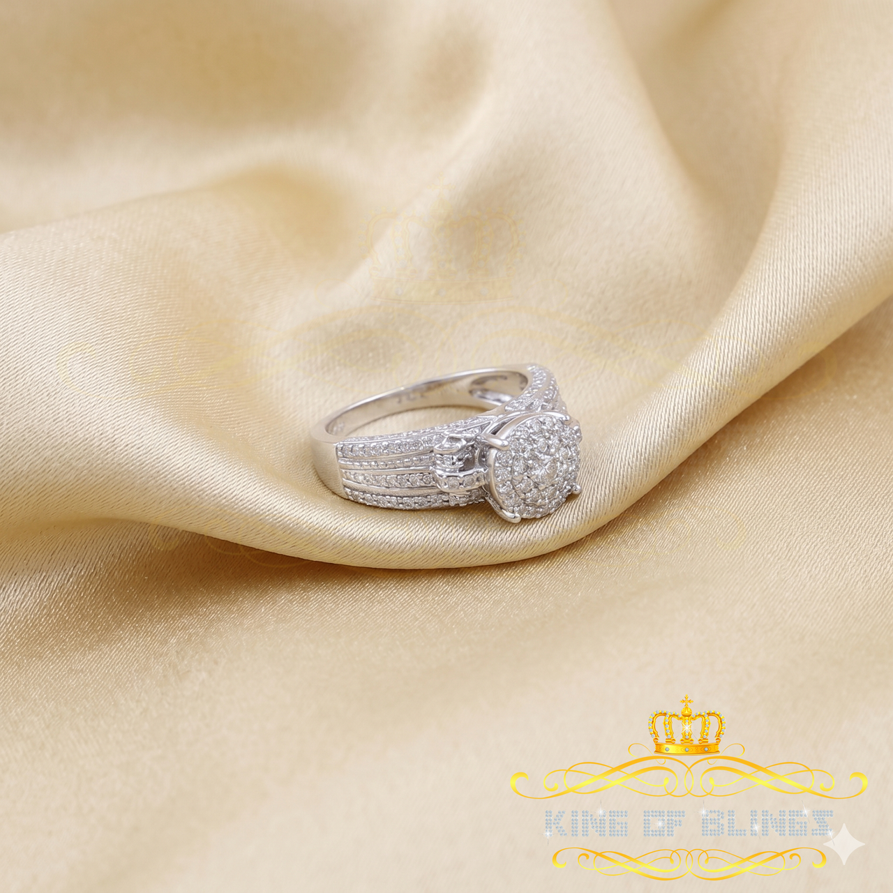 King Of Bling's 0.10CT Real Diamond 925 Sterling White Silver Fashion Round Womens Ring Sz 7