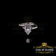 King of Bling's 5.00ct Moissanite White Sterling Silver Men/ Women Bridal Ring Pear Shape Size 8 KING OF BLINGS