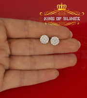 King of Blings- 925 White Silver Aretes Para Hombre 0.87ct Cubic Zirconia Round Women's Earring KING OF BLINGS