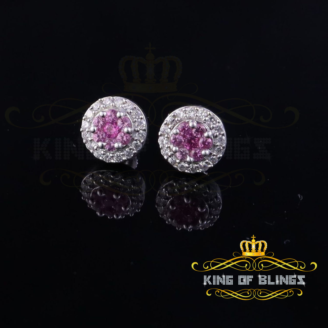 King of Blings- 925 White Starling Silver 0.90ct Cubic Zirconia Women's & Men's Round Earrings