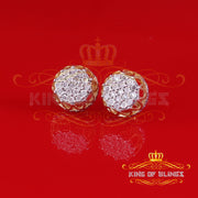 King of Blings-0.08ct Diamond 925 Sterling Yellow Silver for Men's & Womens Stud Crown Earrings KING OF BLINGS