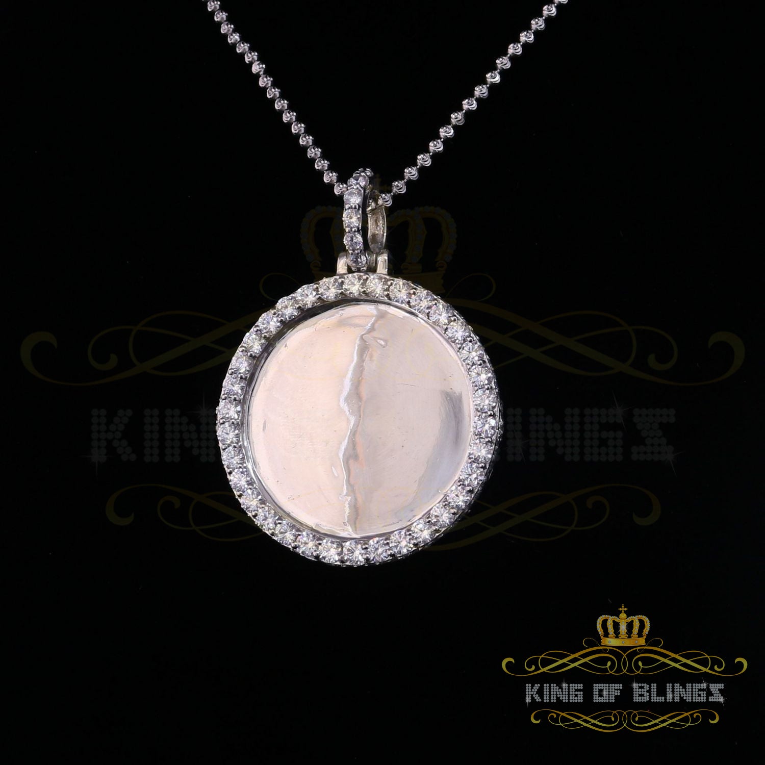 King of Bling's White Attractive Round Shape 925 Sterling Silver Pendant 9.81ct Cubic Zirconia KING OF BLINGS