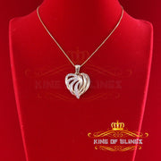 King Of Bling's Real 0.12ct Diamond 925 Sterling Silver HEART Charm Necklace Yellow Pendant KING OF BLINGS