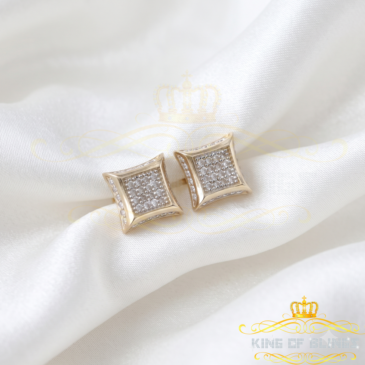 King of Blings-925 Sterling Silver 0.10ct Diamond Small For Women's & Men's Yellow Kite Earring