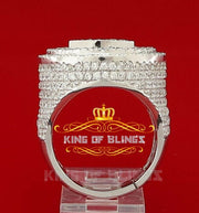 King Of Bling'sWhite Sterling Silver11.50ct Cubic Zirconia Men's Adjustable Ring From SZ 9 to11 KING OF BLINGS