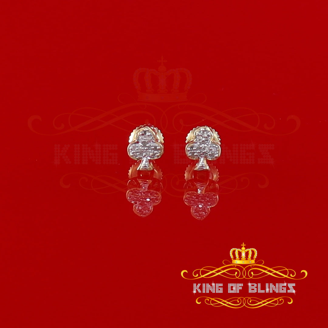King of Blings-0.05ct Diamond 925 Sterling Yellow Silver Women's & Men's Club Suit Stud Earring KING OF BLINGS