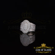 King Of Bling's925 Sterling Silver White 7.50ct Cubic Zirconia Oval Men's Big Ring Size 9 KING OF BLINGS
