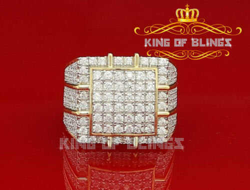 King Of Bling's 5.30ct Cubic Zirconia Yellow Hip Hop Square Men's Adjustable Ring From SZ 8 to 10 KING OF BLINGS