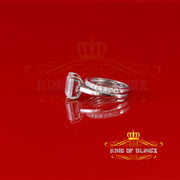 King of Bling's White 5.00ct Moissanite Sterling Silver Mens/Women Bridal Rings Rectangle Size 8 KING OF BLINGS