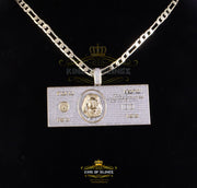 King Of Bling's Dollar Currency 0.33ct Diamond Sterling Yellow Silver Charm Necklace Pendant KING OF BLINGS