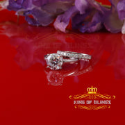 King of Bling's White 5.00ct Moissanite Sterling Silver Men/Women Bridal Ring Round Shape Size 8 KING OF BLINGS