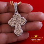 King Of Bling's New Yellow Buttony Cross 925 Silver 4.50ct VVS D Moissanite Pendant Men's/Womens KING OF BLINGS