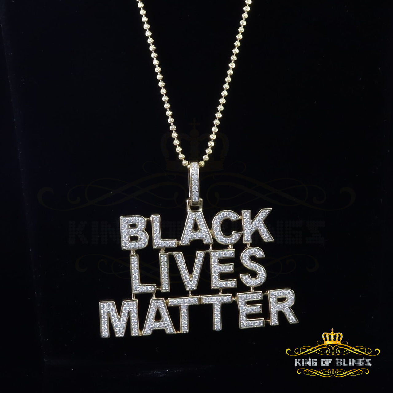 Create Your Own Custom Design in 925 Sterling Silver 2.50inch BLACK LIVES MATTER Sign Pendant Cubic Zirconia