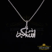 King Of Bling's White 925 Sterling Silver with Allah-hu-Akbar Pendant 5.70ct Moissanite KING OF BLINGS