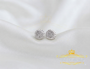 King Of Bling's 925 Sterling Silver 0.05ct Diamond White Stud For Women's Style Round Earrings KING OF BLINGS