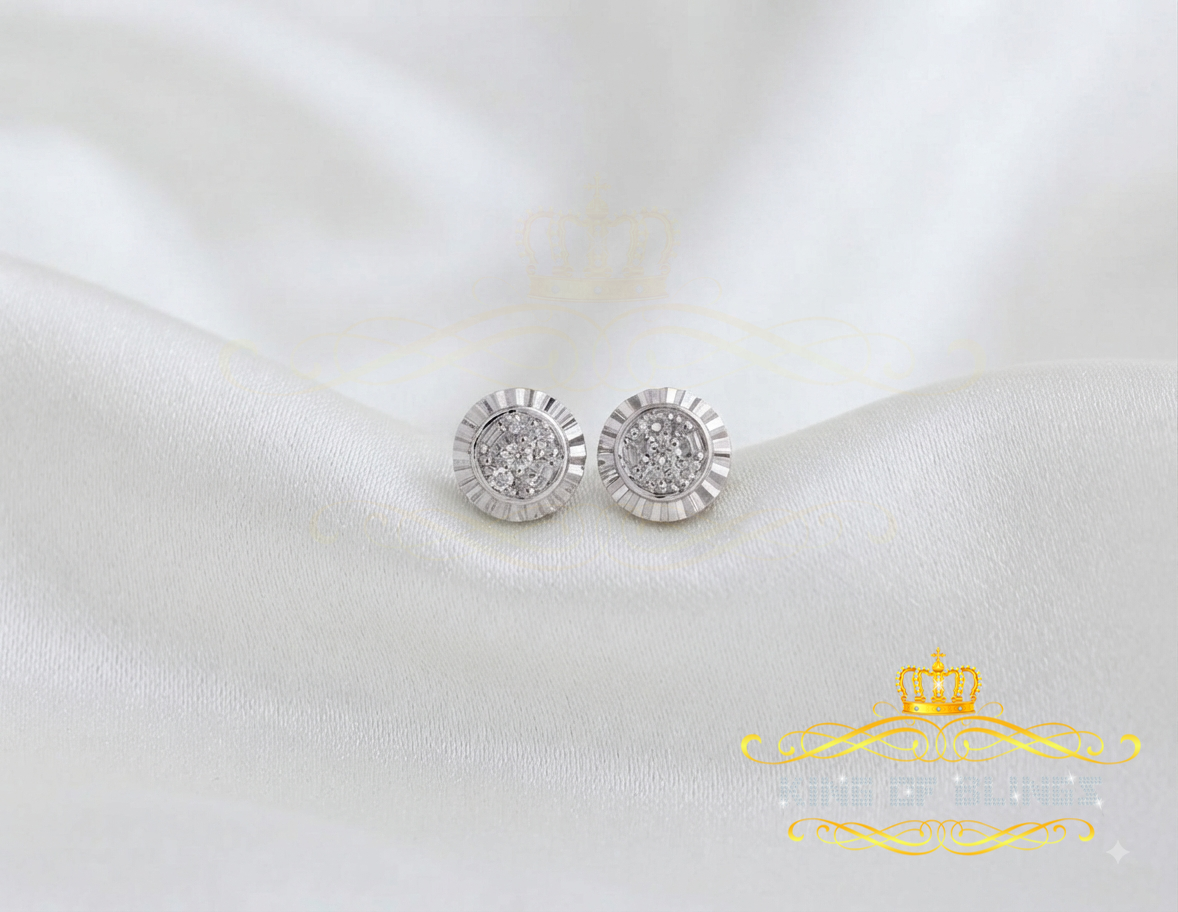 King Of Bling's 925 Sterling Silver 0.05ct Diamond White Stud For Women's Style Round Earrings KING OF BLINGS