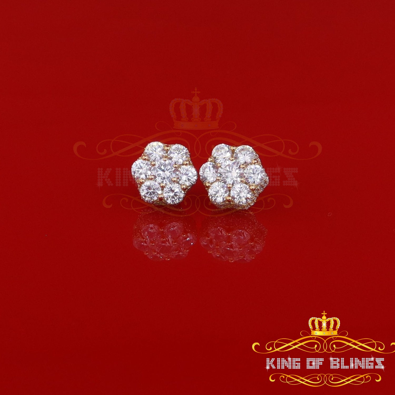King of Bling's 8.72ct Cubic Zirconia 925 Silver Yellow For Men's & Women's Floral Style Earring KING OF BLINGS
