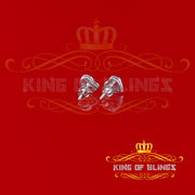 King Of Bling's Aretes Para Hombre Heart 925 White Silver 0.25ct Diamond Men & Women Earrings KING OF BLINGS