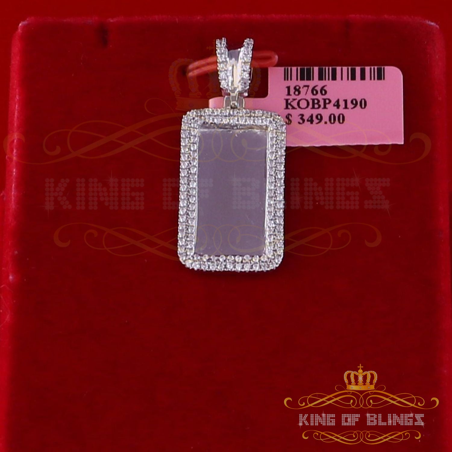 King of Bling's White 925 Sterling Silver Charm Necklace Pendant with 1.32ct Cubic Zirconia KING OF BLINGS