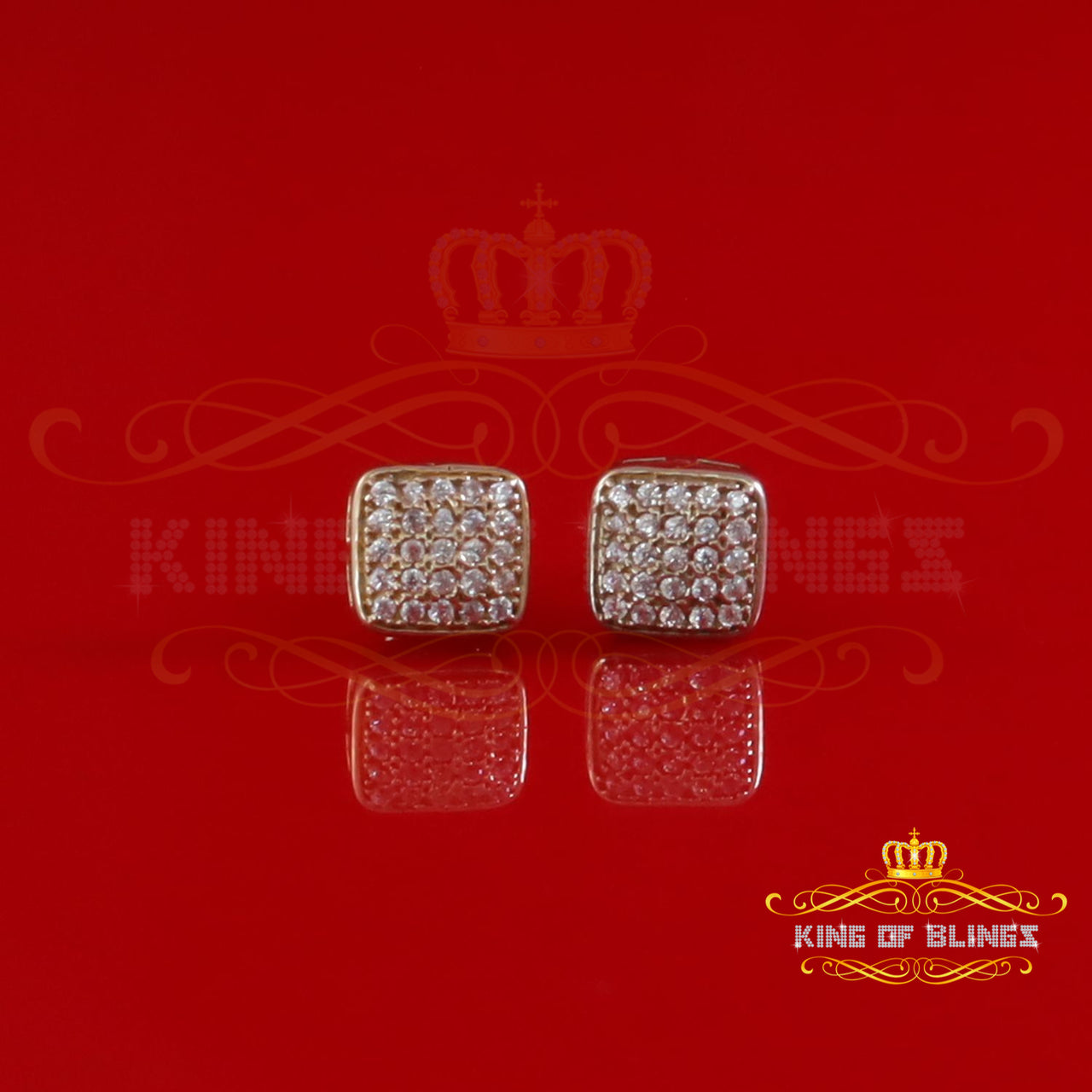 King of Bling's 925 Yellow 0.58ct Sterling Silver Cubic Zirconia Women's Hip Hop Flower Earrings