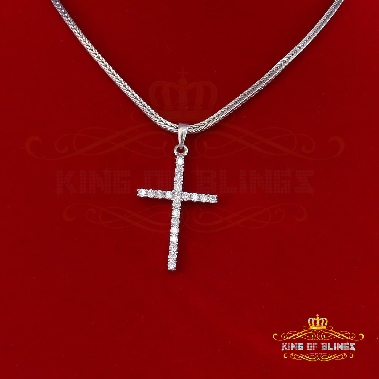 White Sterling Silver Pendant 2.31ct Cubic Zirconia Stone Beautiful CROSS Shape