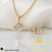 King of Bling's 925Yellow Silver 0.33CT Genuine Diamond Kite Shape Medallion Pendant&Earring Set King of Blings